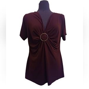 Brown Ashley Stewart V-Neck Top Size 18/20